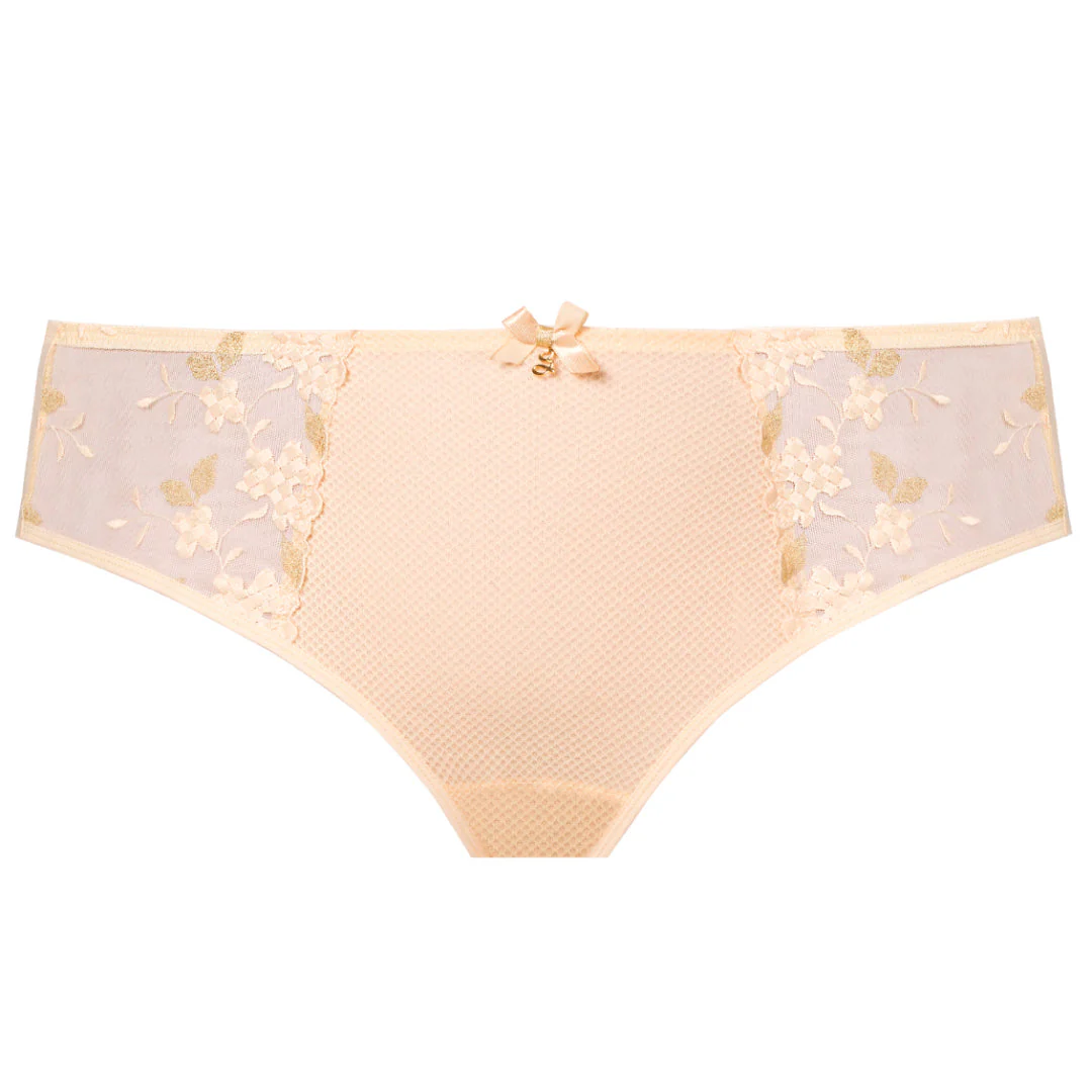 Samanta Valeria Biscuit Sheer Mesh Tulle Embroidered Brief Panty - Image 3