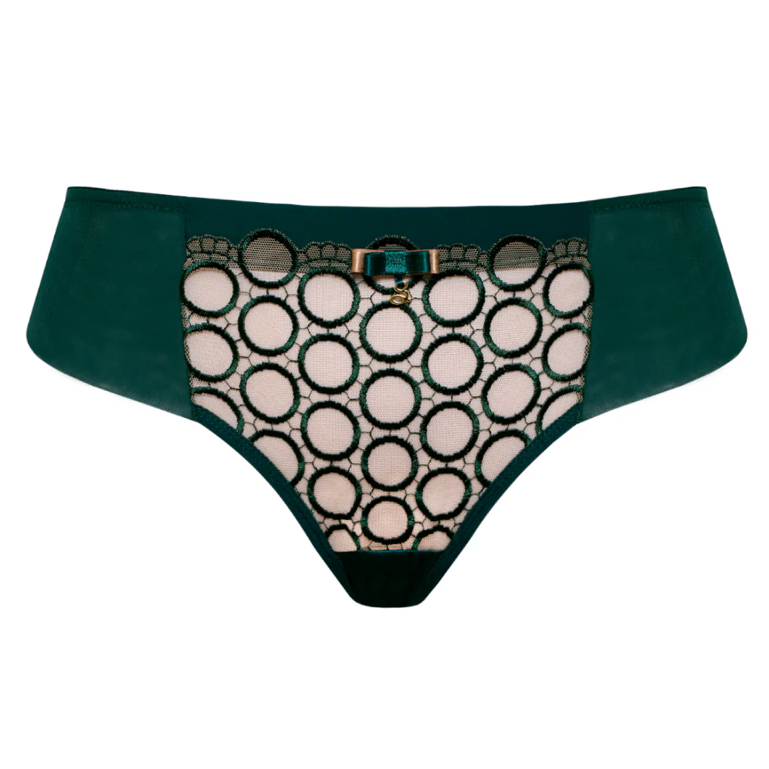 Samanta Boobie Emerald Sheer Mesh Tulle Embroidered Tanga Panty - Image 3