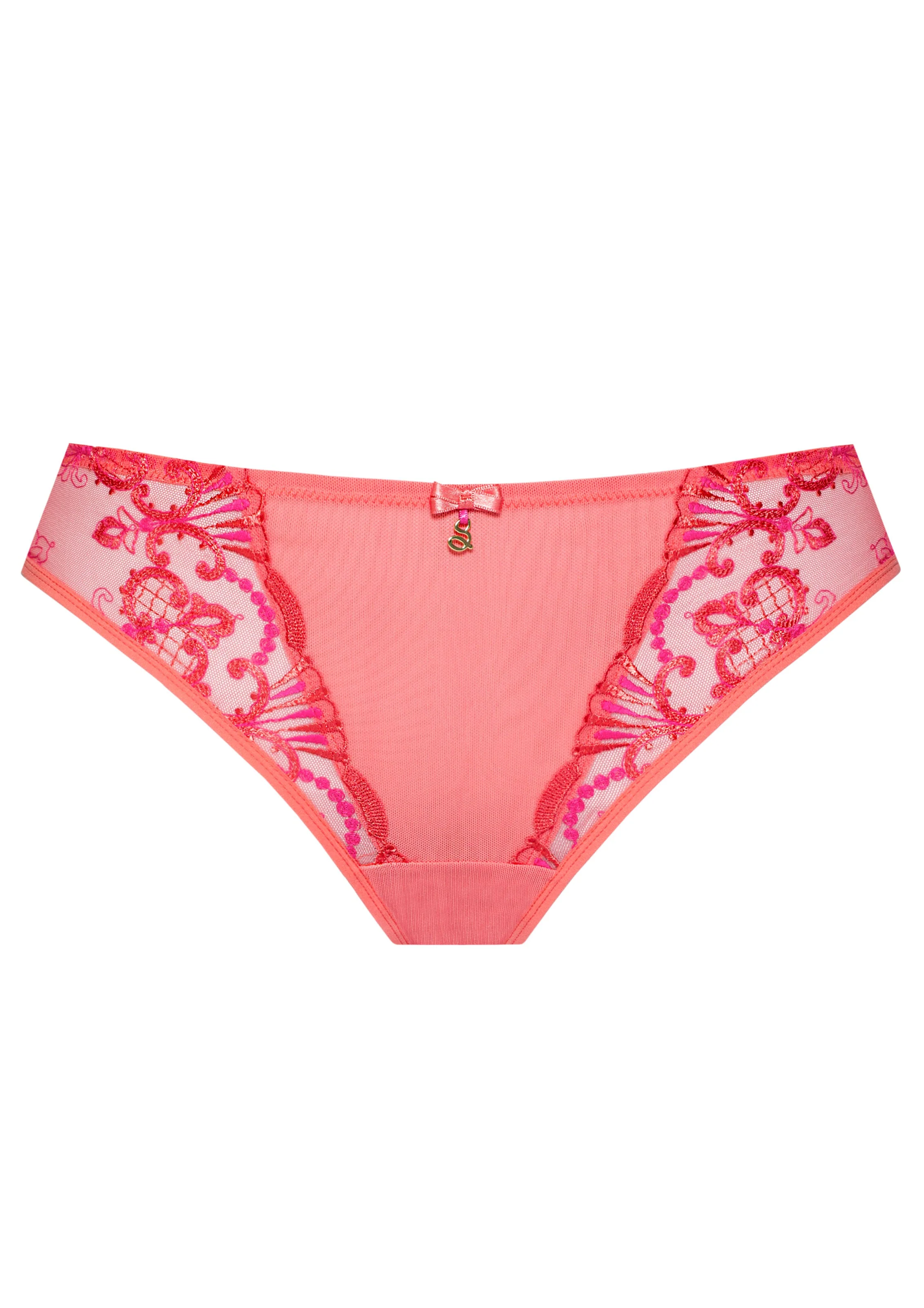 Samanta Perla Coral Sheer Mesh Tulle Embroidered Tanga Panty - Image 5