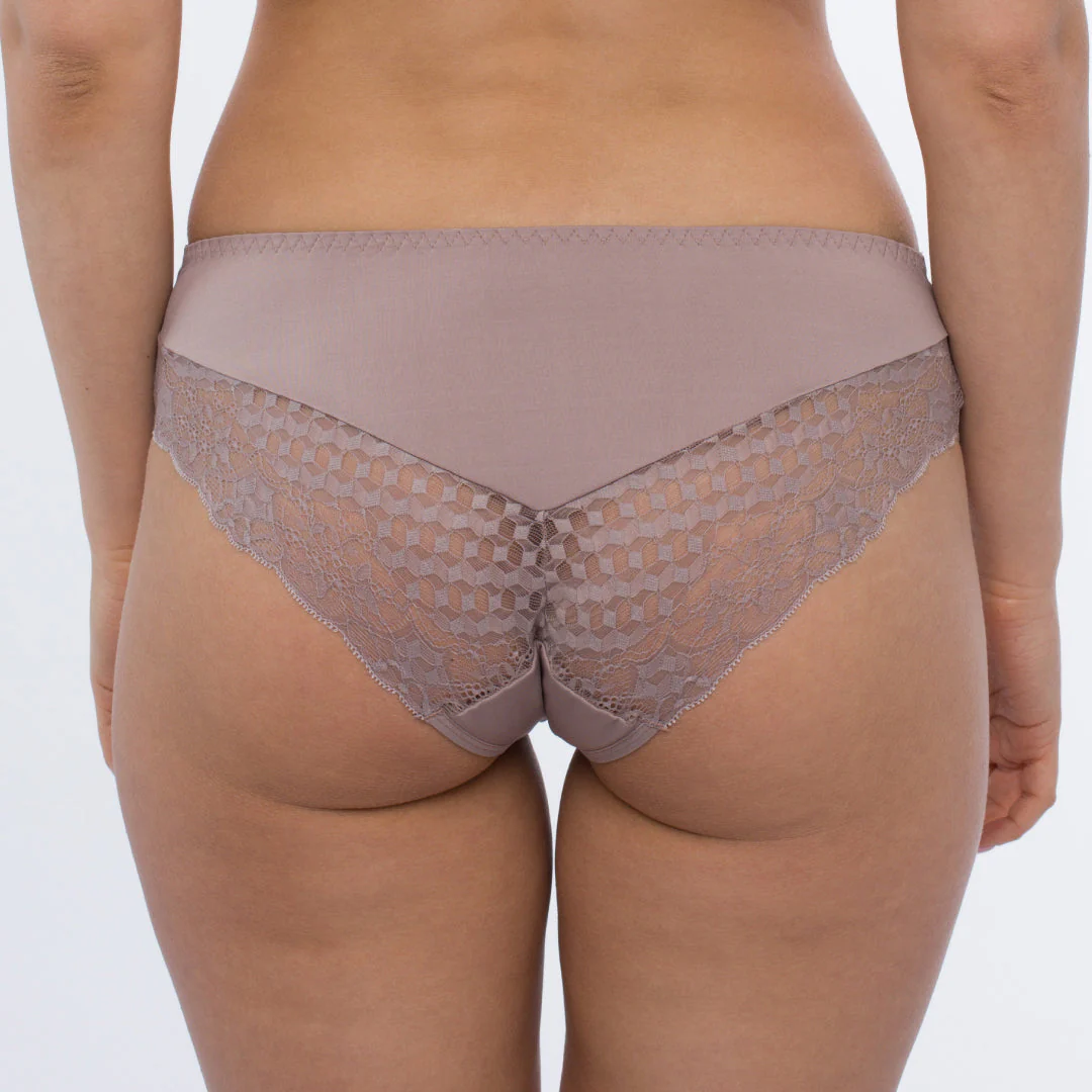 Samanta Rosalia Latte Sheer Mesh Tulle Lace Brief Panty - Image 2