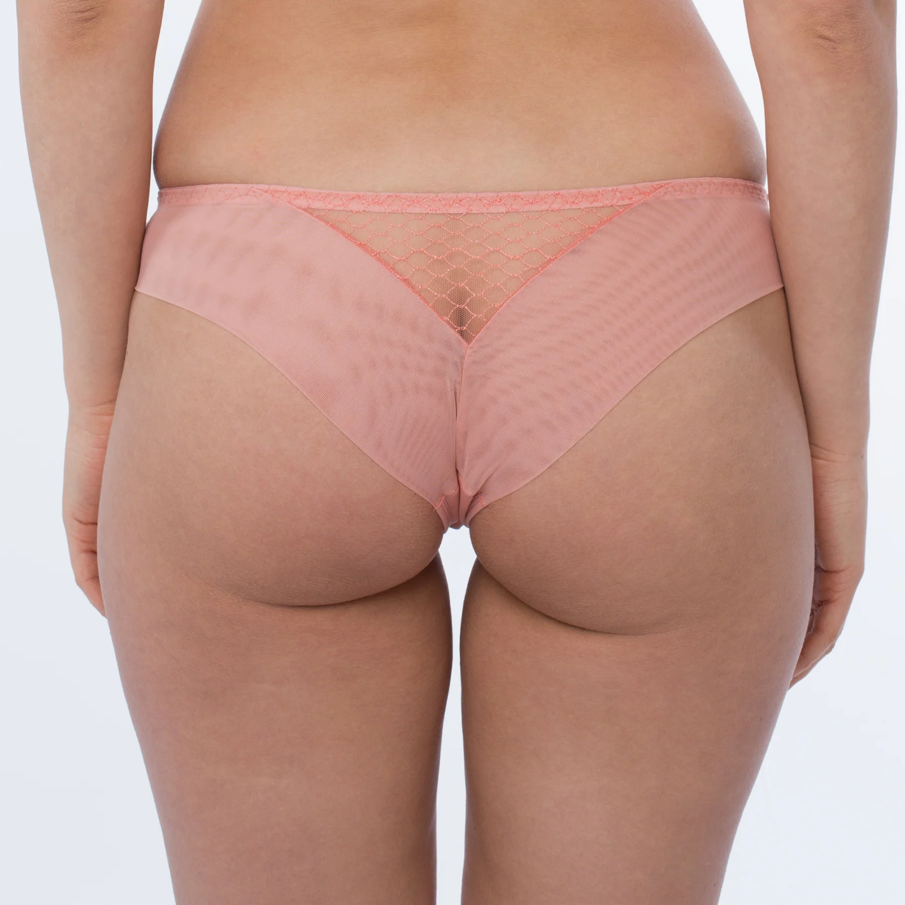 Samanta Lea Apricot Sheer Mesh Tulle Tanga Panty - Image 2