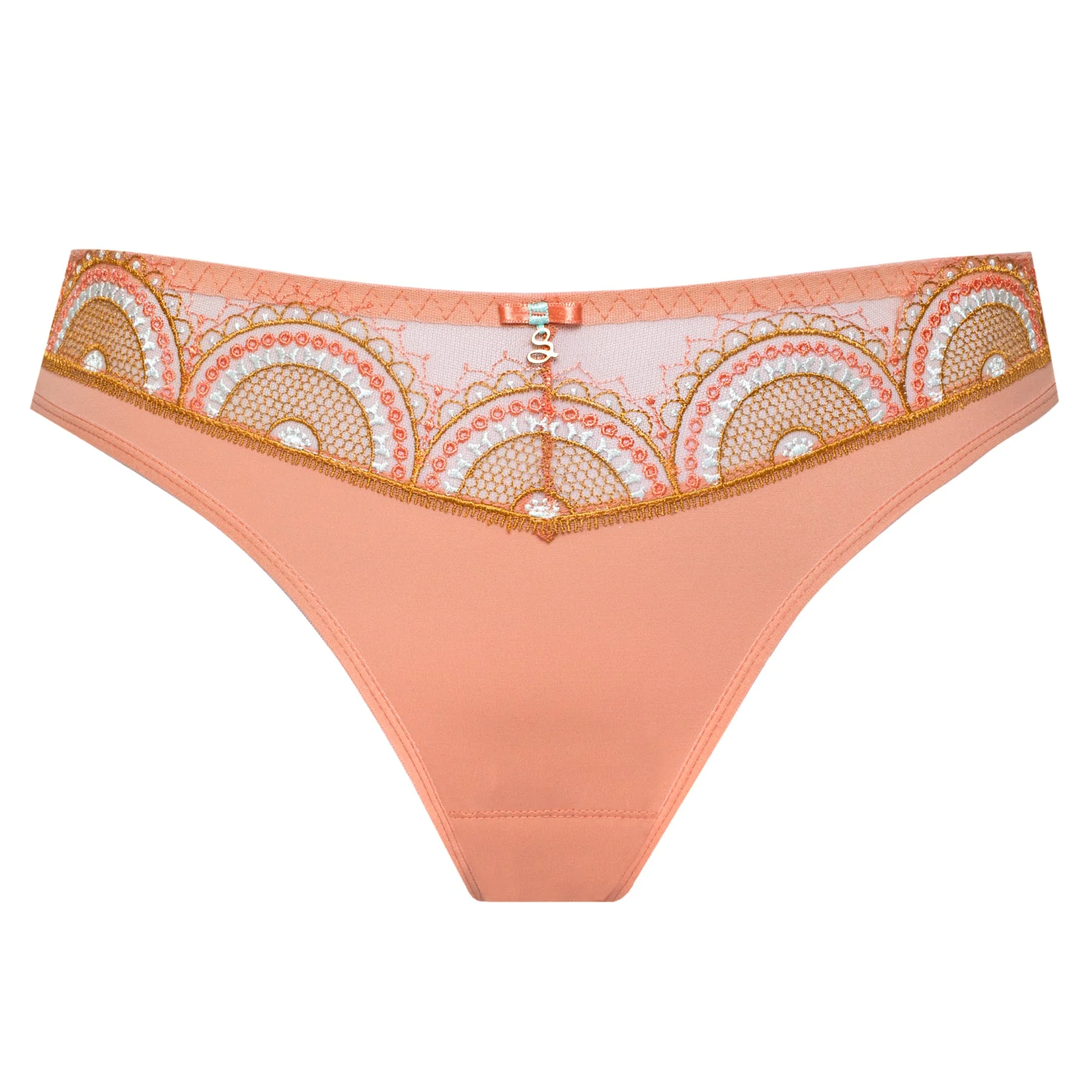 Samanta Lea Apricot Sheer Mesh Tulle Tanga Panty - Image 6