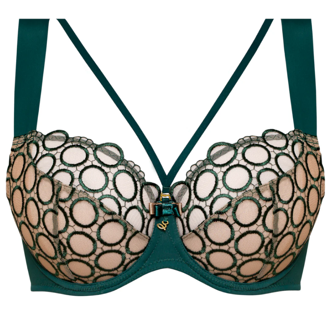 Samanta Boobie Emerald Sheer Mesh Tulle Tulip Seam Balconette Bra - Image 4
