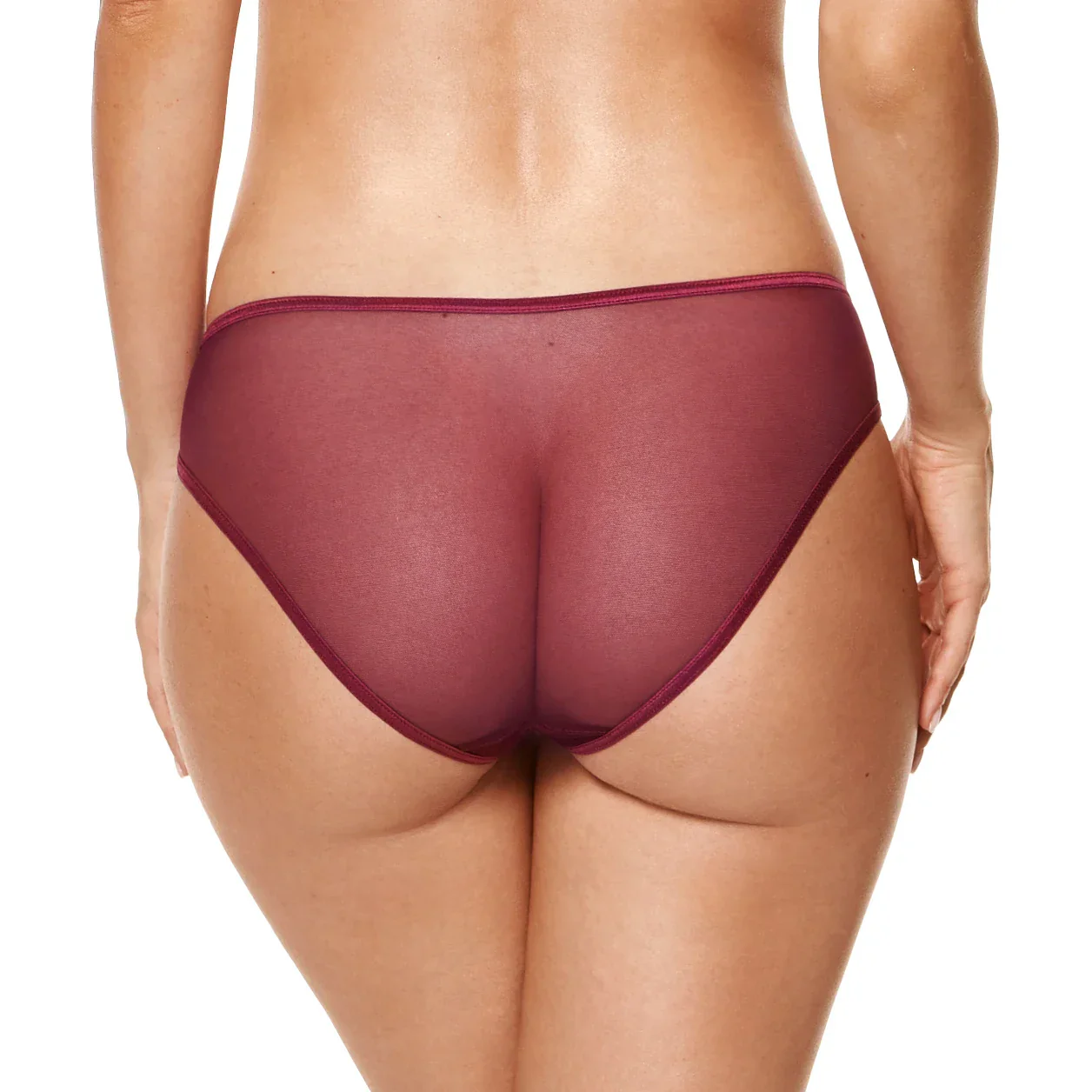 Gorteks Coco Burgundy Sheer Mid Rise Bikini Panty - Image 2