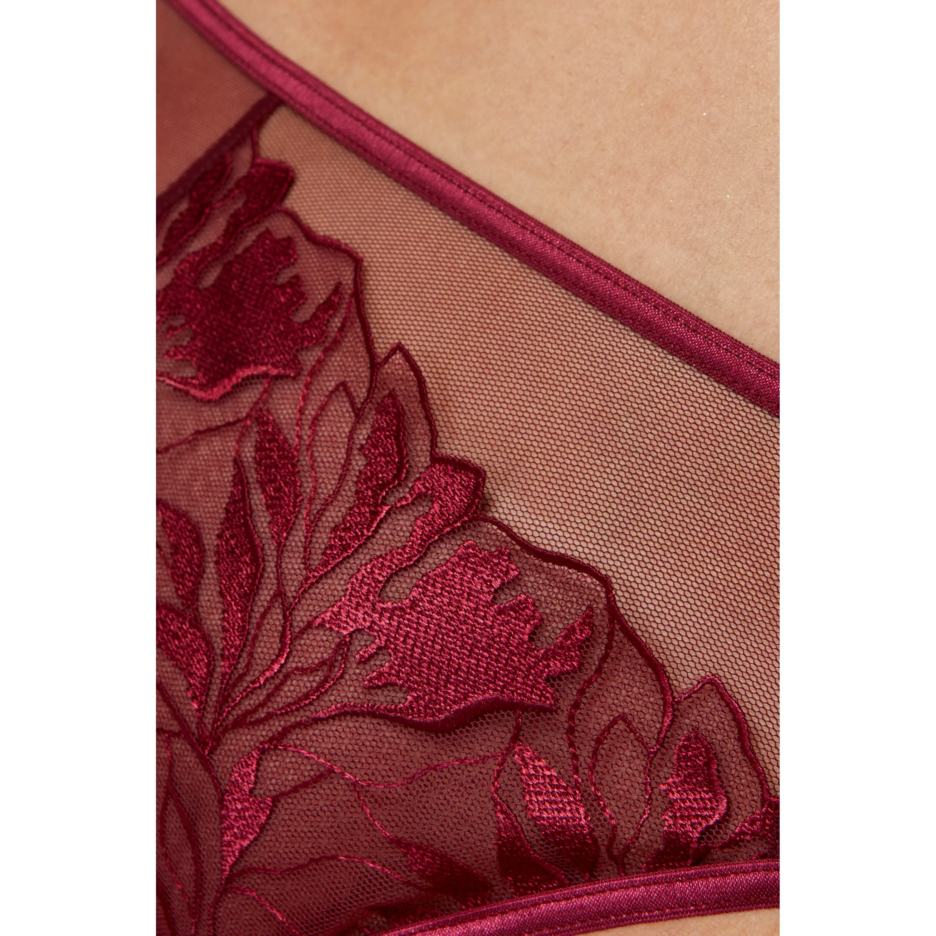 Gorteks Coco Burgundy Sheer Mid Rise Bikini Panty - Image 4