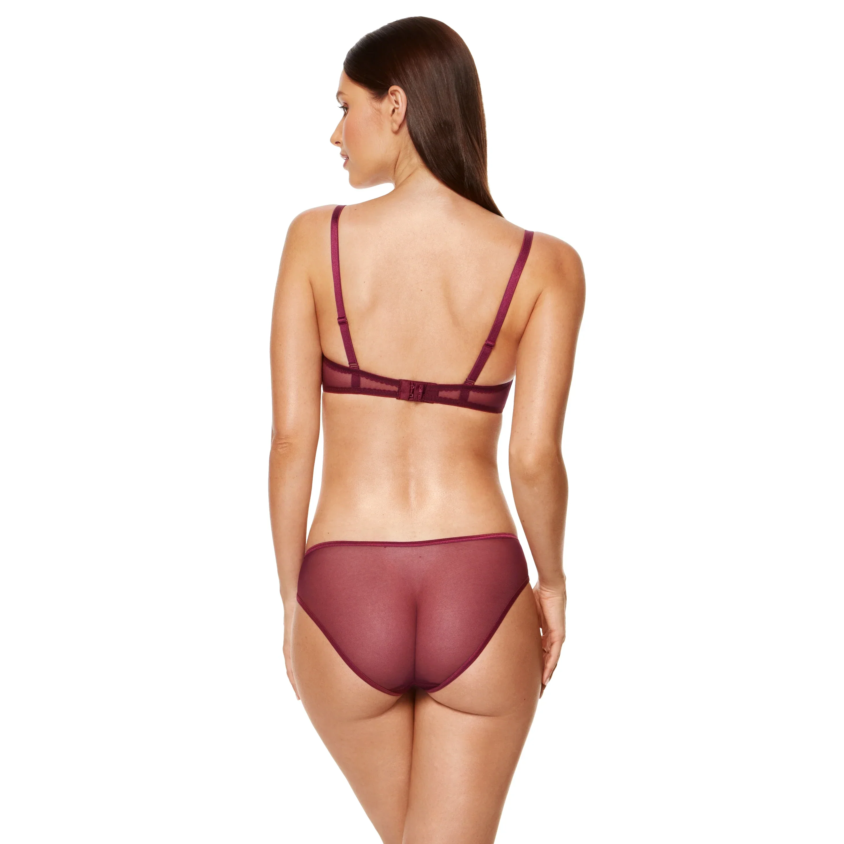 Gorteks Coco Burgundy Sheer Mid Rise Bikini Panty - Image 6