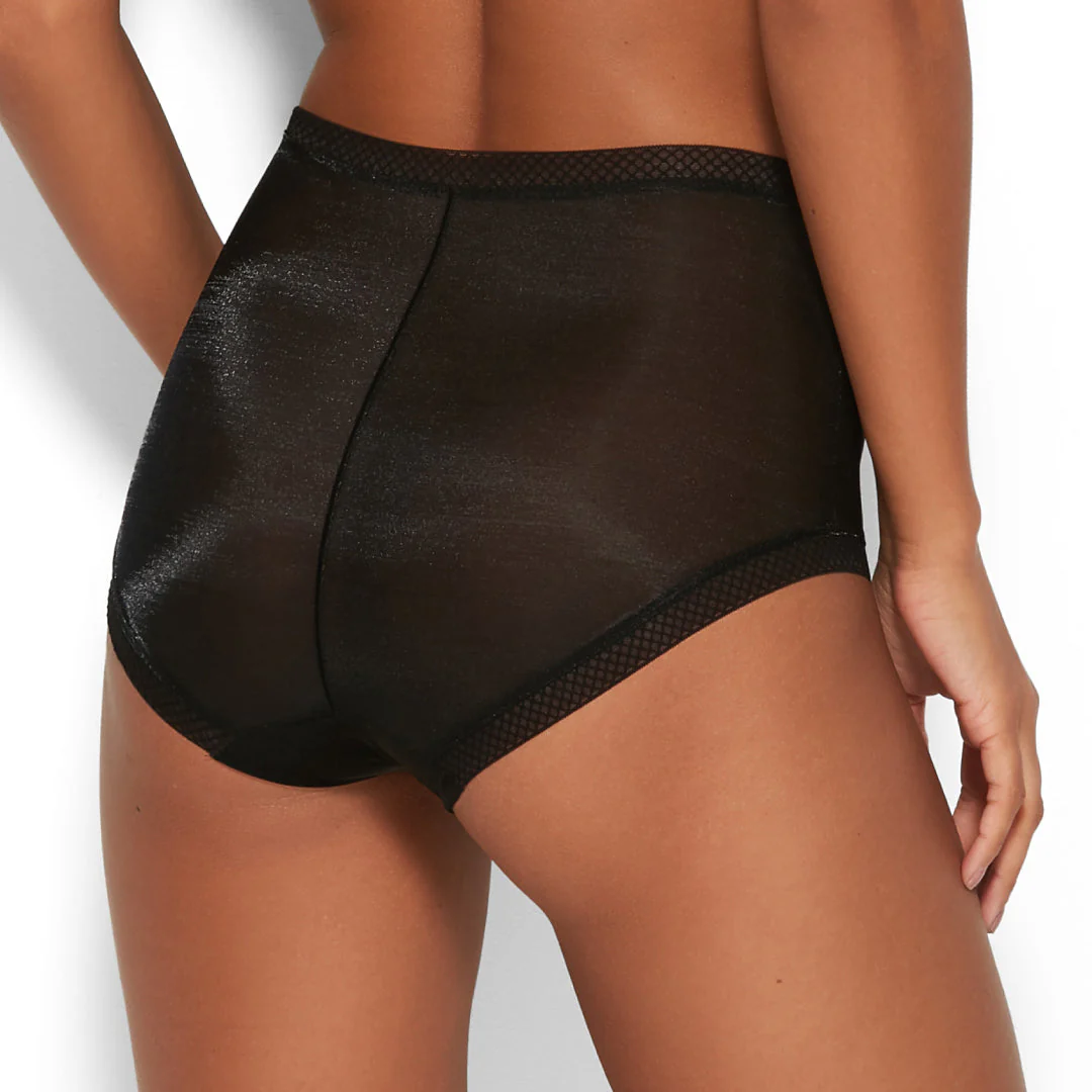 Gossard Glossies Black Sheer High Waist Short Panty - Image 2