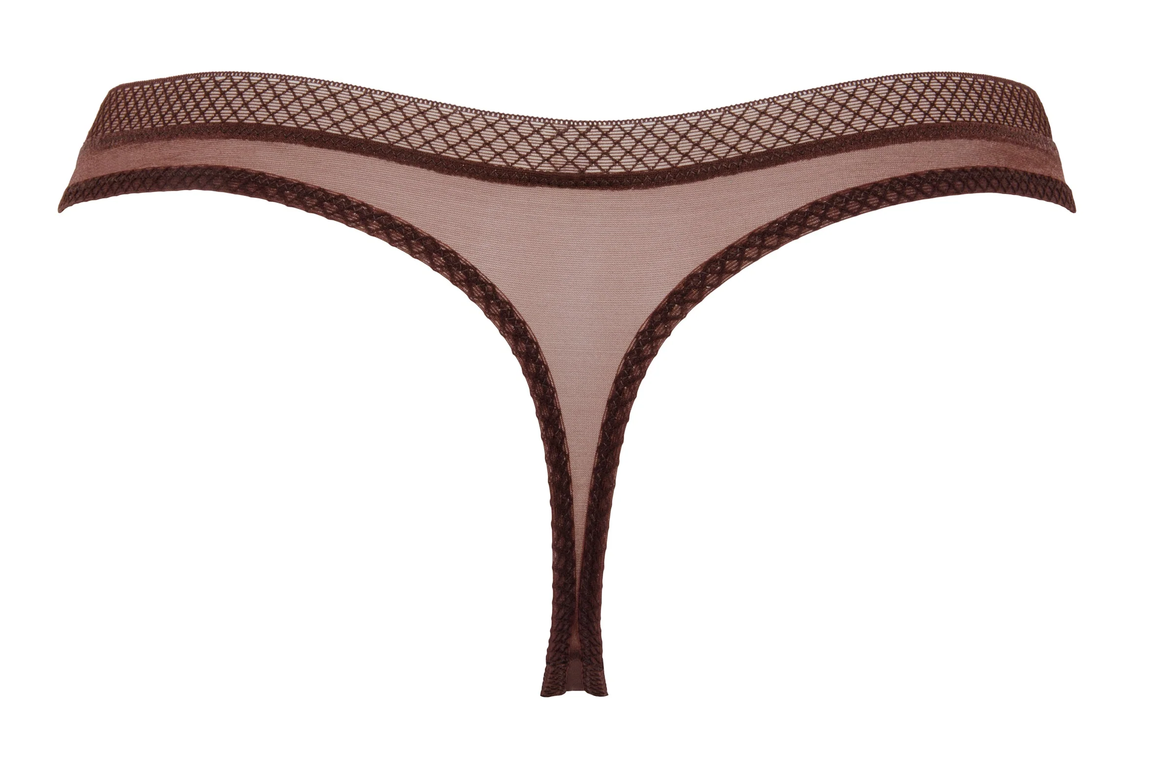Gossard Glossies Rich Brown Sheer See Through Thong Panty - Image 4