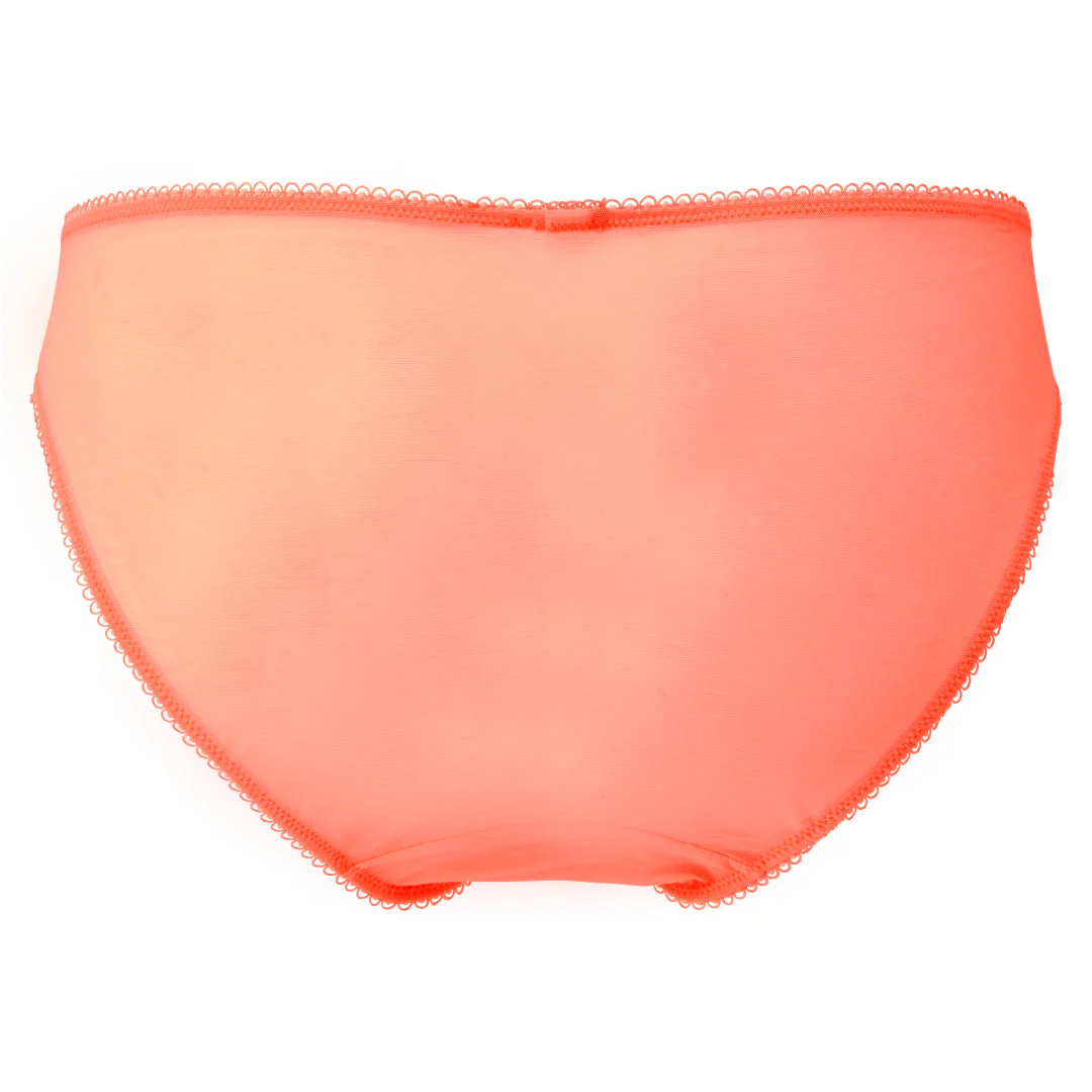 Gossard Superboost Lace Neon Coral Sheer Shorts Panty - Image 4