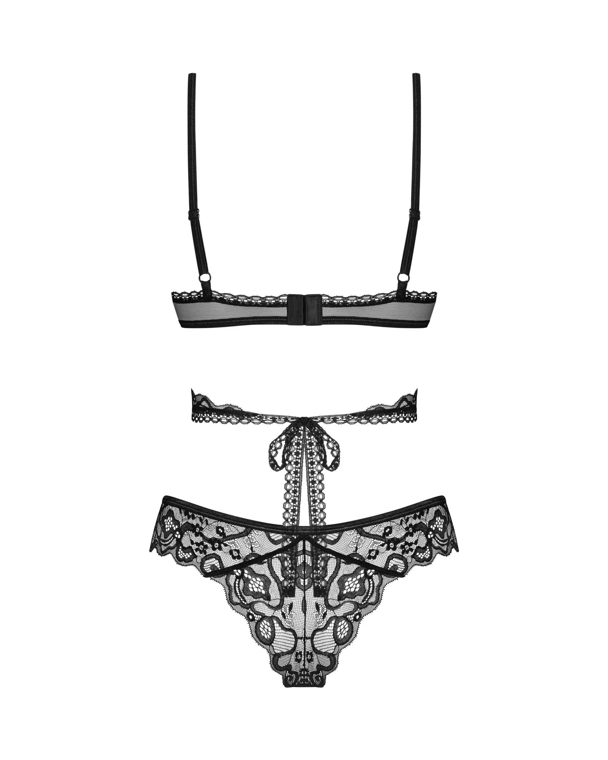 Obsessive Blomentis Soft Lace Bra & Sheer Thong Set - Image 4