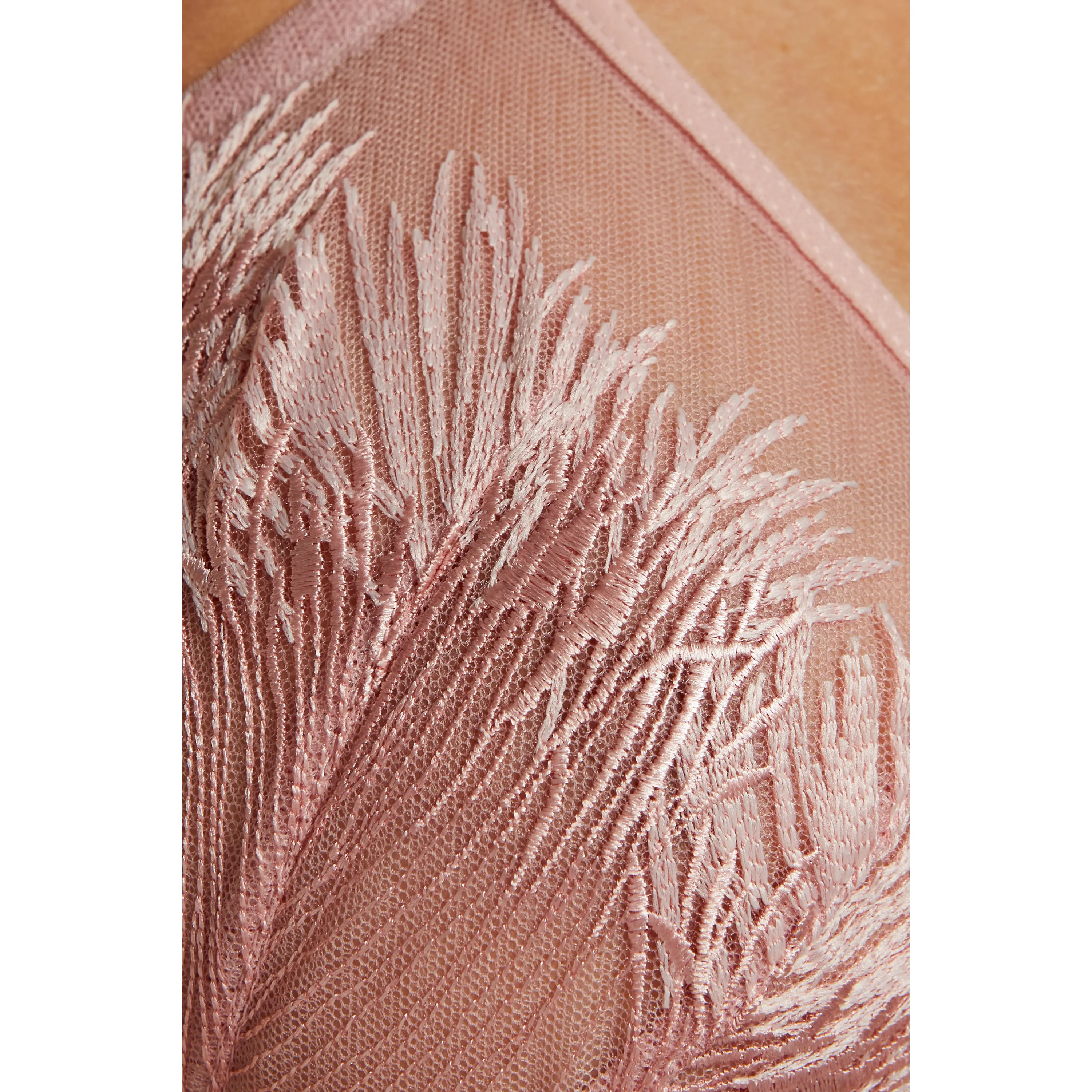 Gorteks Mable Pink See-Through Embroidery Balconette Bra - Image 4