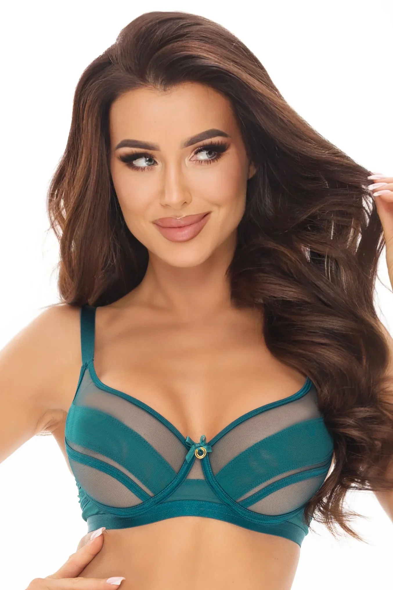 Axami Linea Green Soft Sheer Mesh Balconette Bra