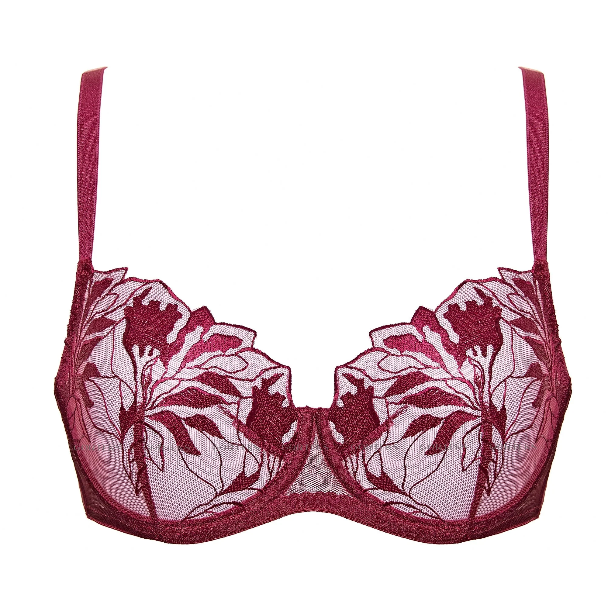 Gorteks Coco Burgundy Transparent Demi Underwire Bra - Image 3