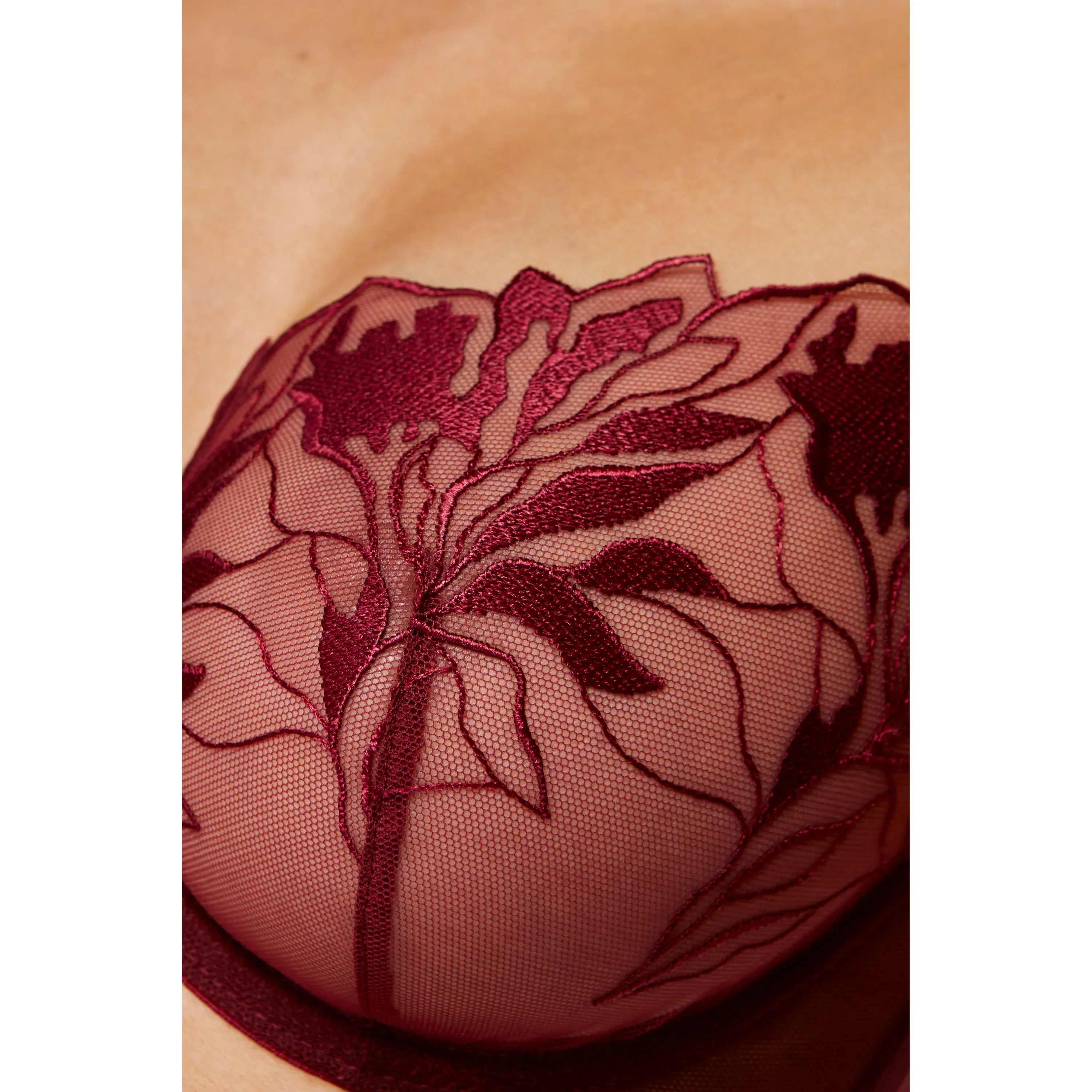 Gorteks Coco Burgundy Transparent Demi Underwire Bra - Image 4