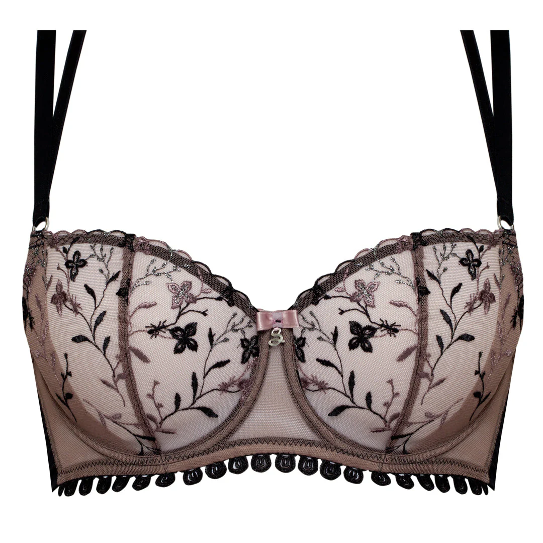 Samanta Antinea Black Transparent Embroidered Balconette Bra - Image 6
