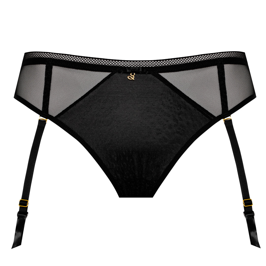 Samanta Leo Black Transparent Tulle Tanga Garter Panty - Image 3