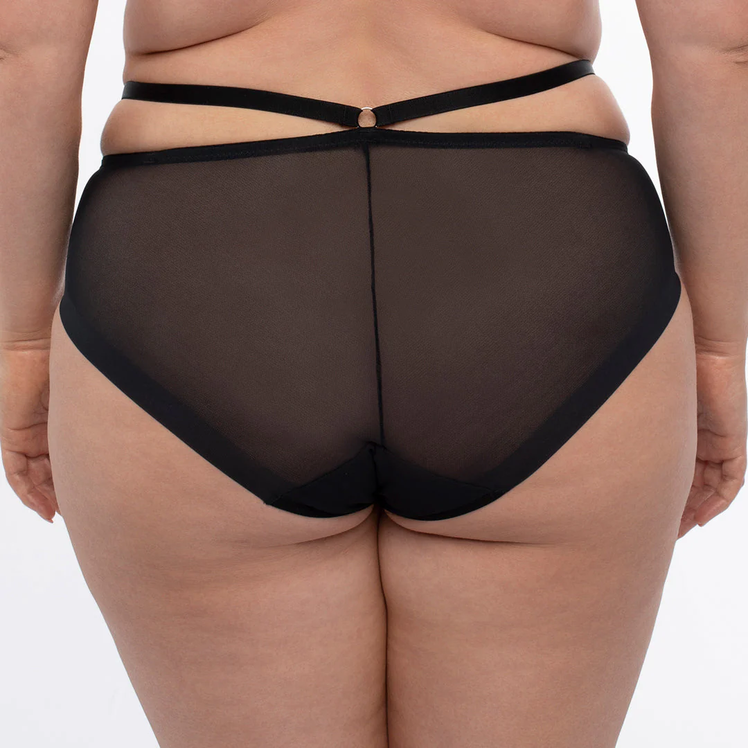 Samanta Antinea Black Transparent Tulle Embroidered Bikini Panty - Image 3