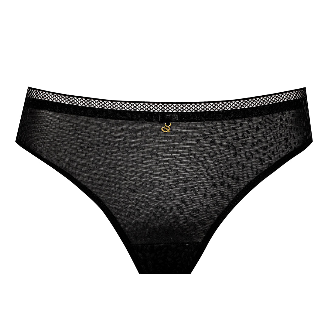 Samanta Leo Black Semi-Sheer Tulle Thong Panty - Image 7