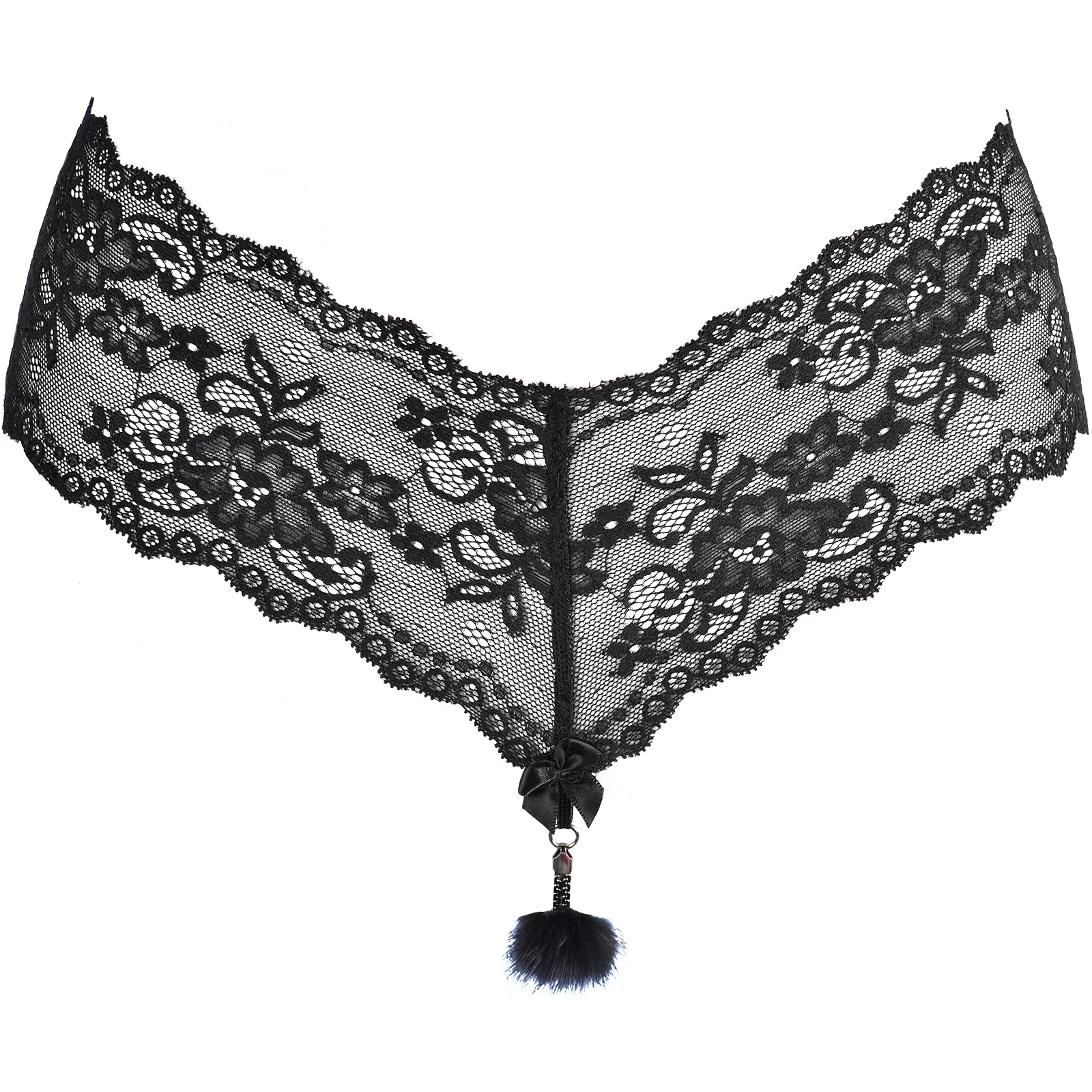 Axami Pussycat Fur Chain Lace String Panty - Image 5
