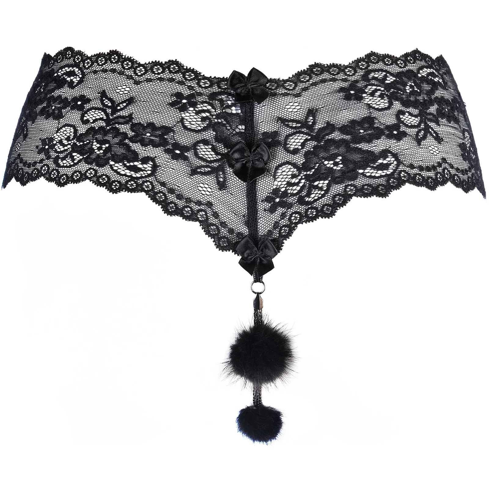Axami Pussycat Fur Chain Lace String Panty - Image 6